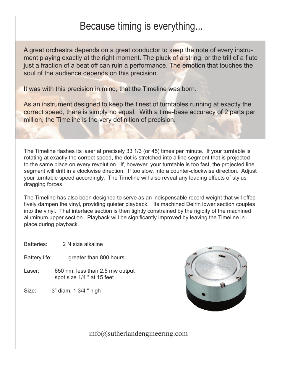 Because timing is everything | Sutherland Timeline User Manual | Page 2 / 2