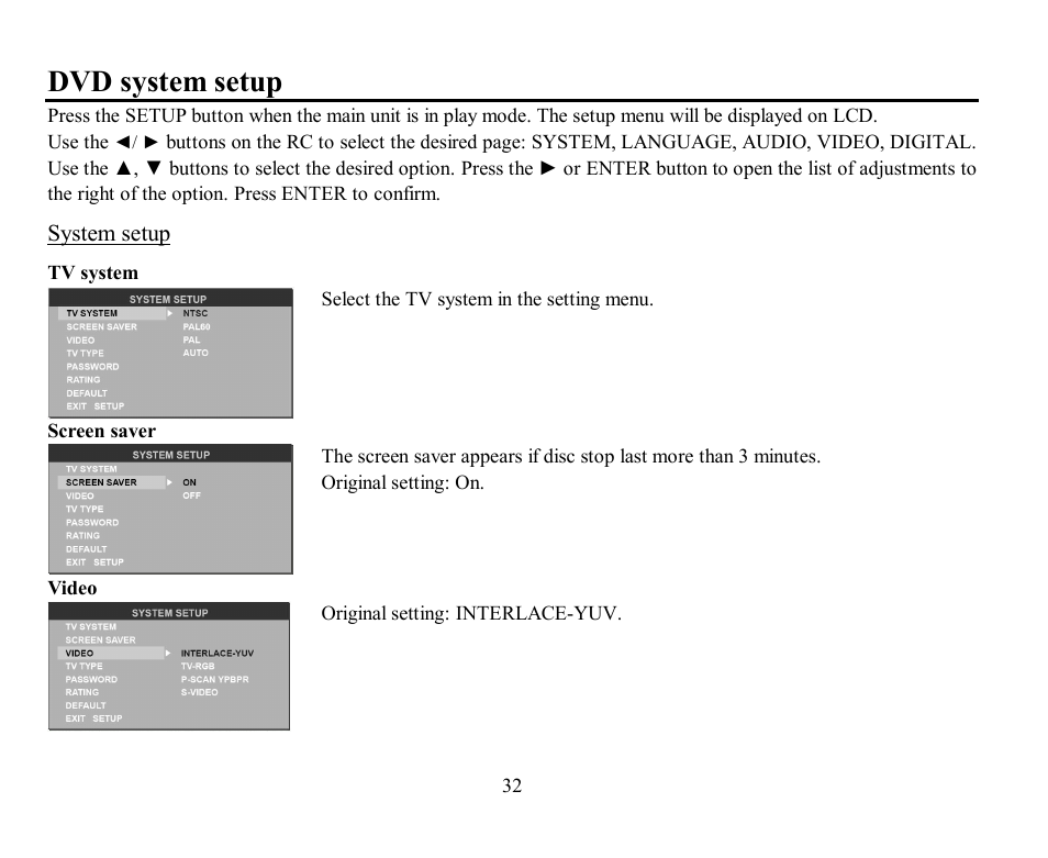 Dvd system setup | Hyundai H-CMD7082 User Manual | Page 32 / 83