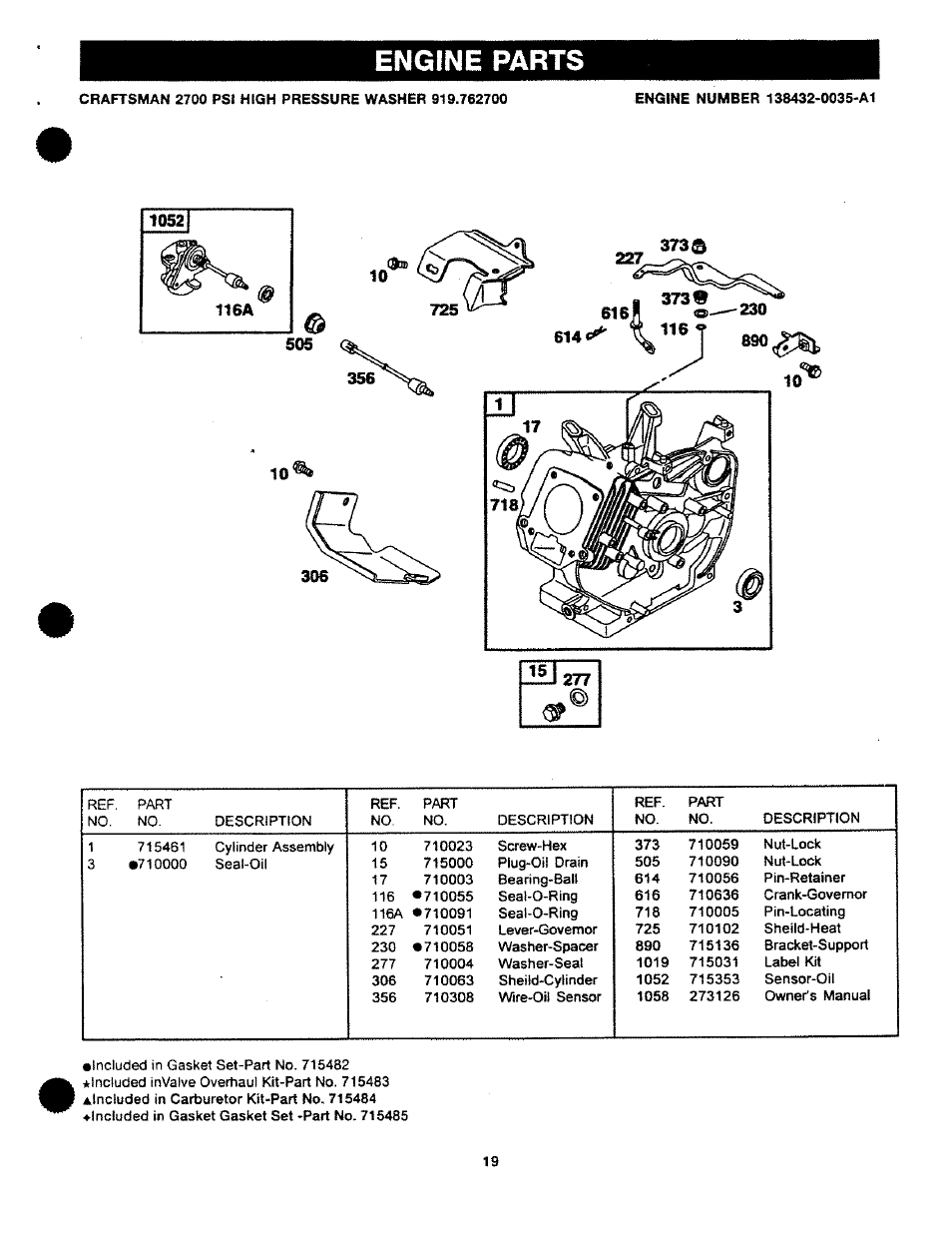 Engine parts | Craftsman 919.762700 User Manual | Page 19 / 34