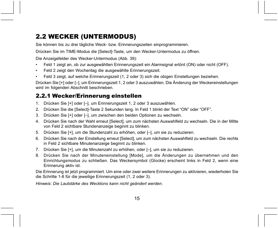 2 wecker (untermodus), 1 wecker/erinnerung einstellen | SUUNTO X-Lander User Manual | Page 109 / 380