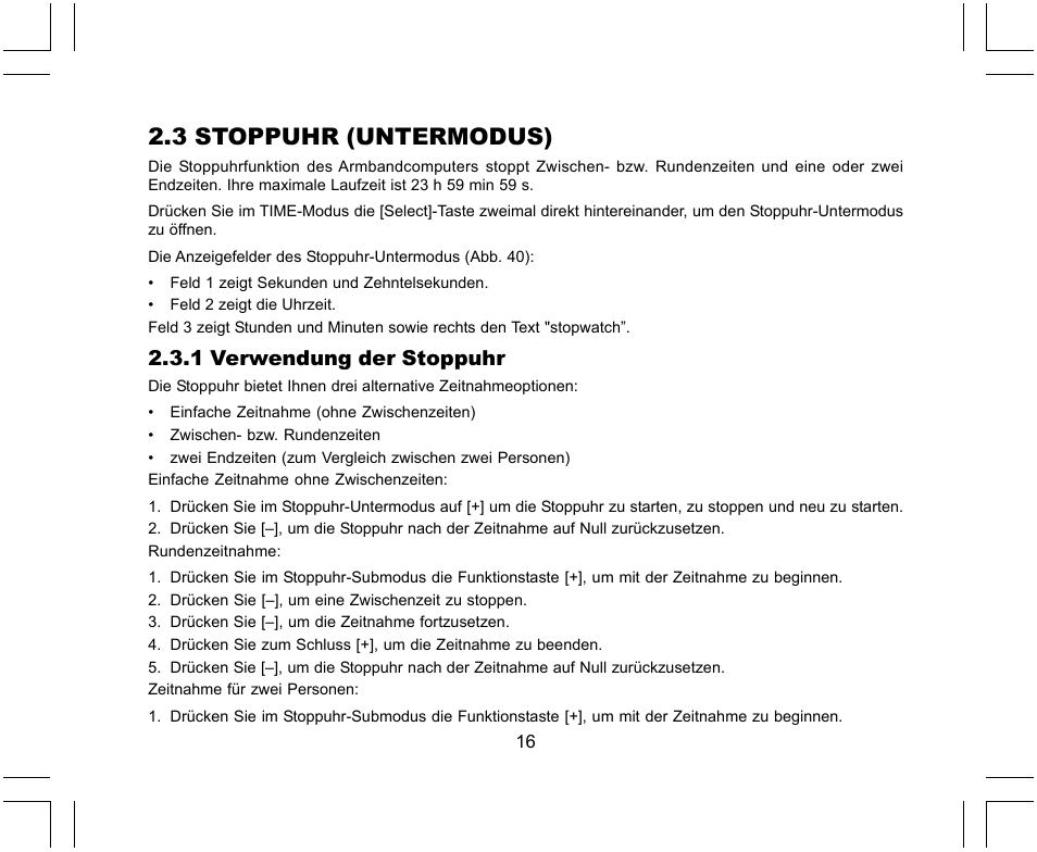 3 stoppuhr (untermodus) | SUUNTO X-Lander User Manual | Page 110 / 380