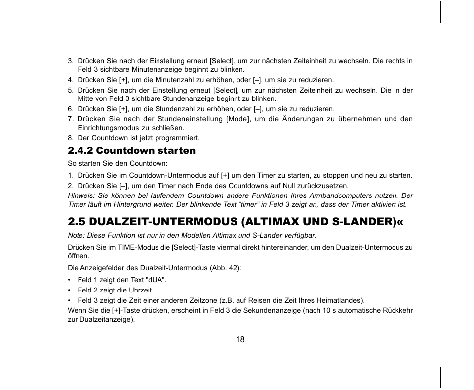 5 dualzeit-untermodus (altimax und s-lander), 2 countdown starten | SUUNTO X-Lander User Manual | Page 112 / 380