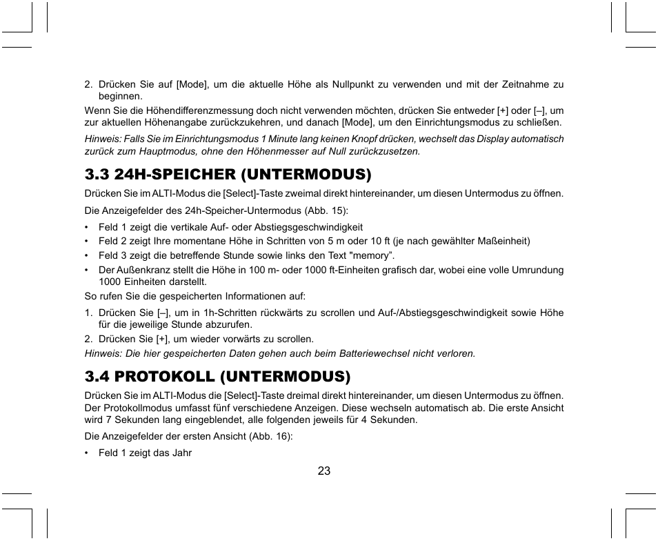 3 24h-speicher (untermodus), 4 protokoll (untermodus) | SUUNTO X-Lander User Manual | Page 117 / 380