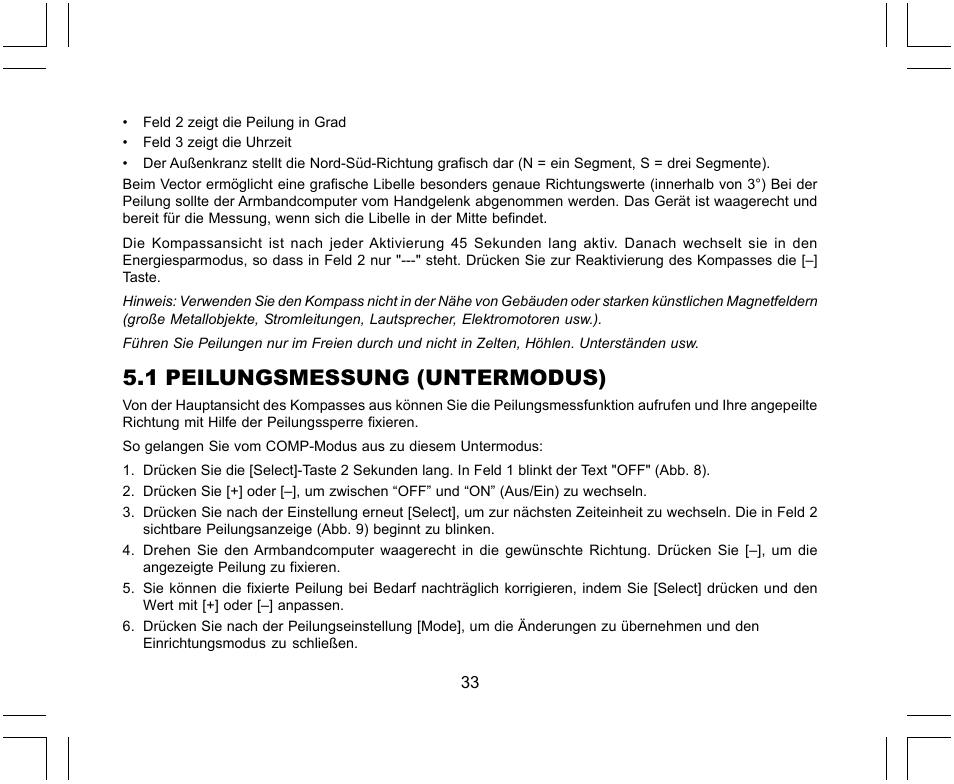 1 peilungsmessung (untermodus) | SUUNTO X-Lander User Manual | Page 127 / 380