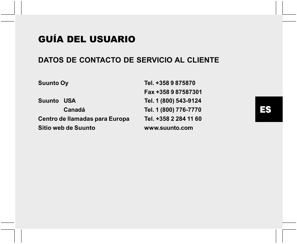 Guía del usuario, Datos de contacto de servicio al cliente | SUUNTO X-Lander User Manual | Page 141 / 380