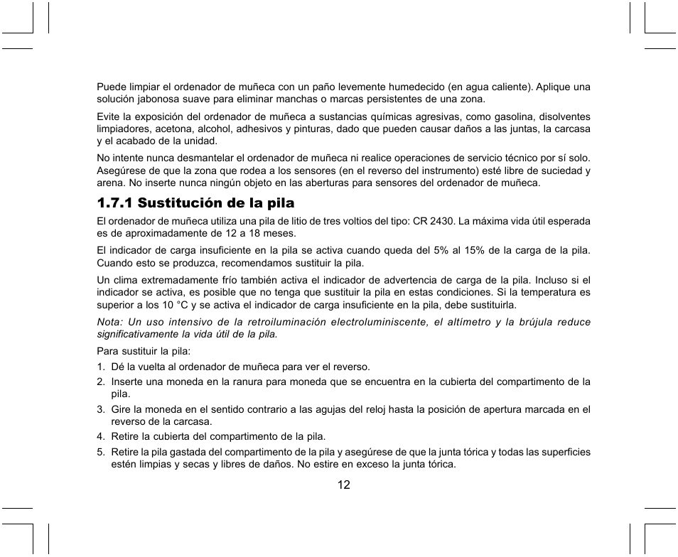 1 sustitución de la pila | SUUNTO X-Lander User Manual | Page 152 / 380