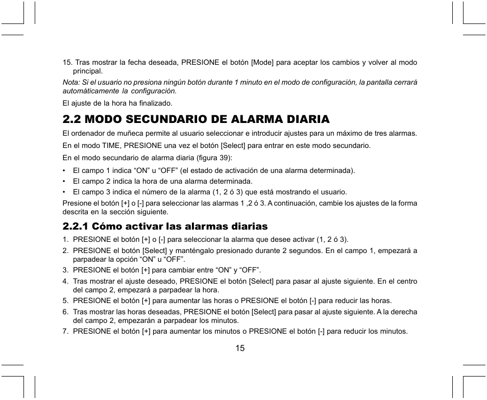 2 modo secundario de alarma diaria, 1 cómo activar las alarmas diarias | SUUNTO X-Lander User Manual | Page 155 / 380