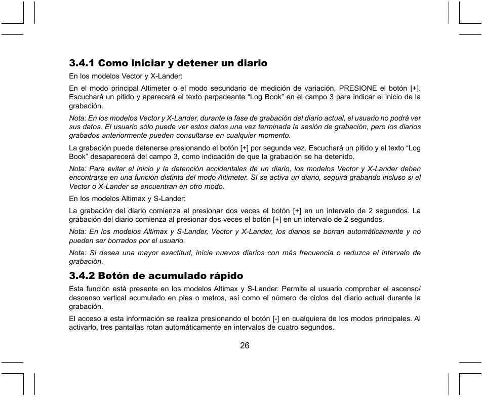 1 como iniciar y detener un diario, 2 botón de acumulado rápido | SUUNTO X-Lander User Manual | Page 166 / 380