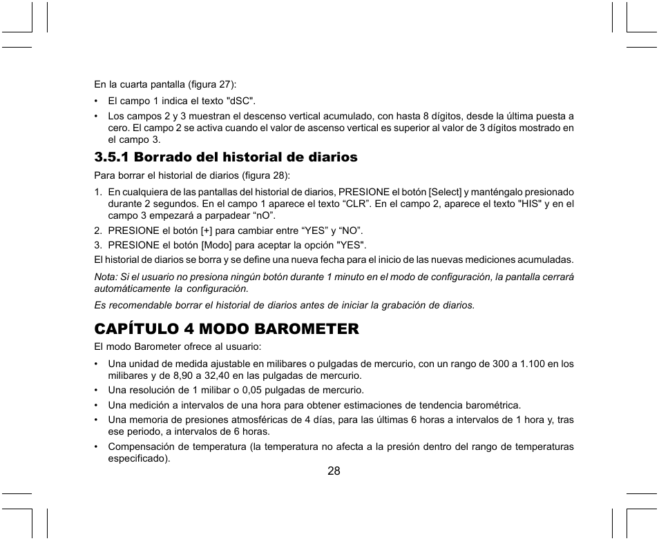 Capítulo 4 modo barometer, 1 borrado del historial de diarios | SUUNTO X-Lander User Manual | Page 168 / 380