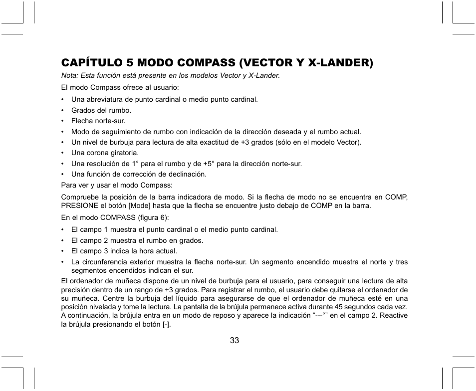 Capítulo 5 modo compass (vector y x-lander) | SUUNTO X-Lander User Manual | Page 173 / 380