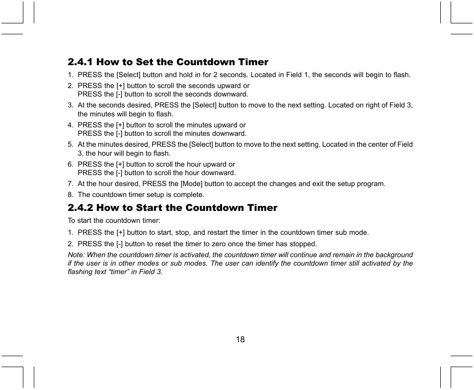 1 how to set the countdown timer, 2 how to start the countdown timer | SUUNTO X-Lander User Manual | Page 18 / 380