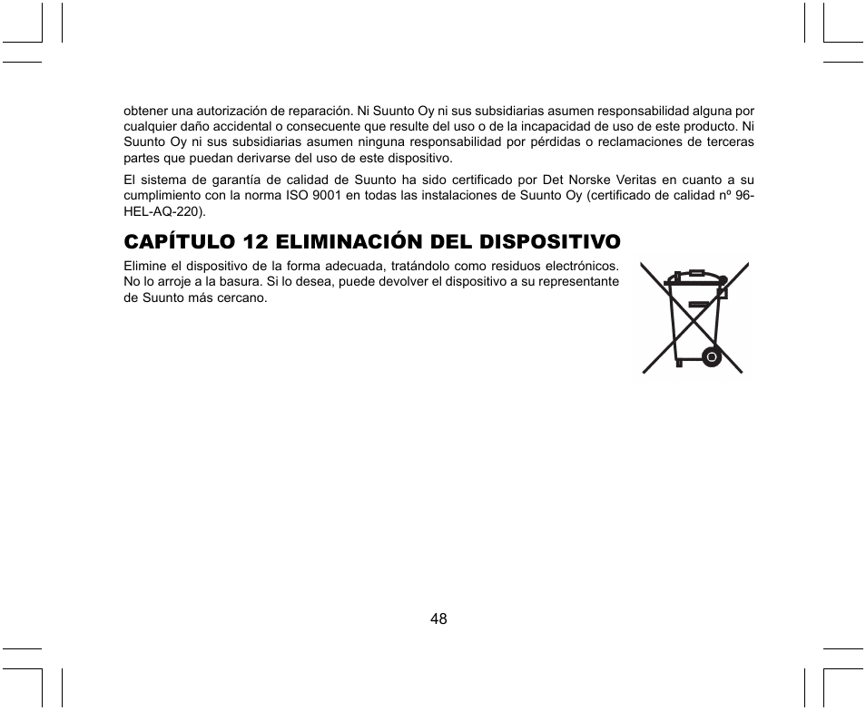 Capítulo 12 eliminación del dispositivo | SUUNTO X-Lander User Manual | Page 188 / 380