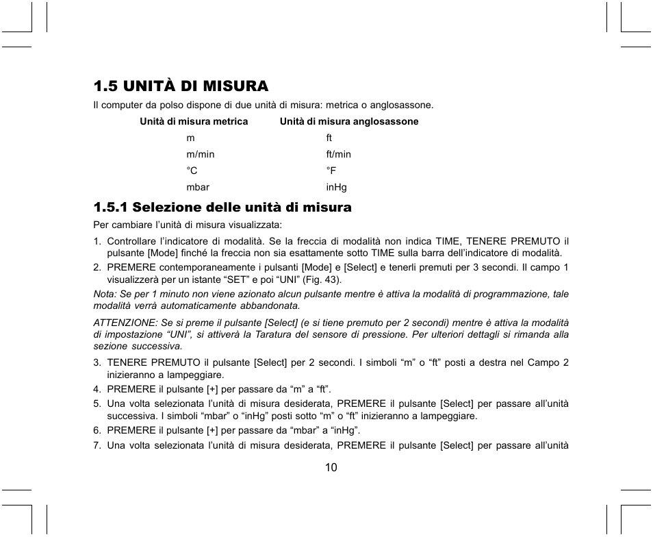 5 unità di misura, 1 selezione delle unità di misura | SUUNTO X-Lander User Manual | Page 198 / 380