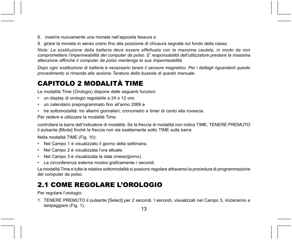 Capitolo 2 modalità time, 1 come regolare l’orologio | SUUNTO X-Lander User Manual | Page 201 / 380