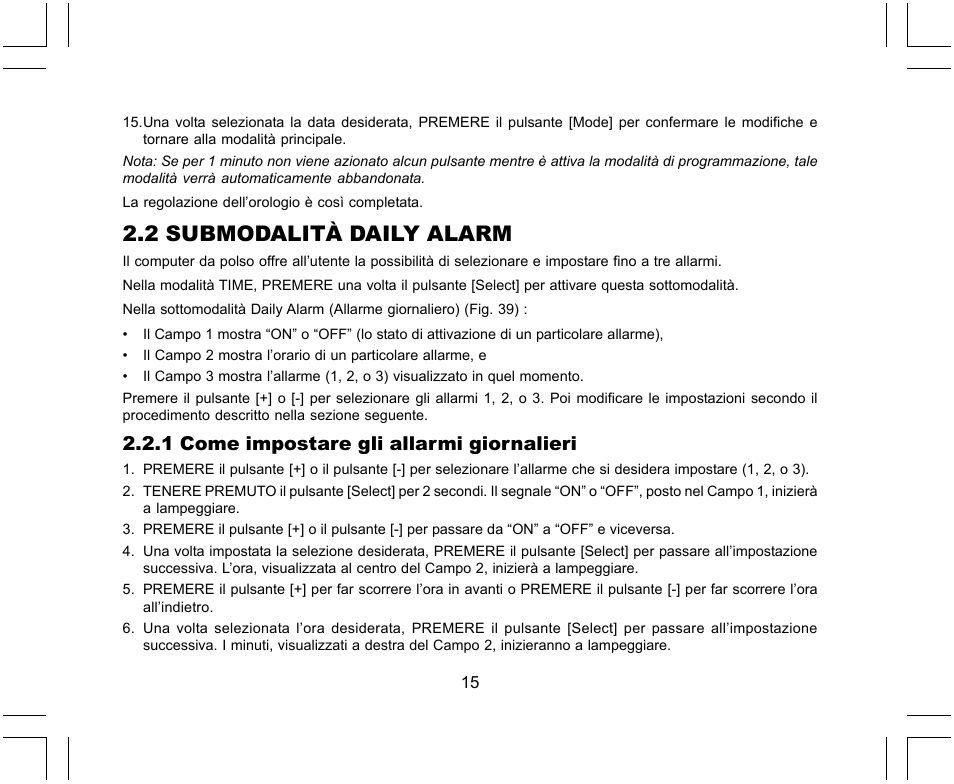 2 submodalità daily alarm, 1 come impostare gli allarmi giornalieri | SUUNTO X-Lander User Manual | Page 203 / 380