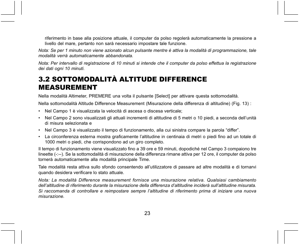 2 sottomodalità altitude difference measurement | SUUNTO X-Lander User Manual | Page 211 / 380