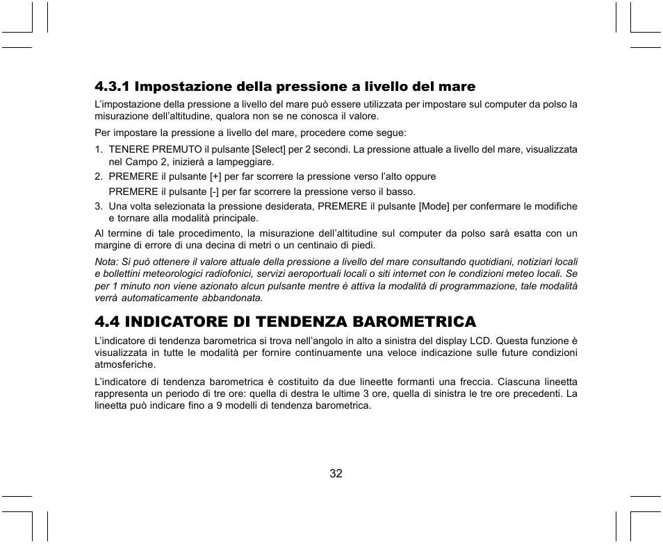 4 indicatore di tendenza barometrica, 1 impostazione della pressione a livello del mare | SUUNTO X-Lander User Manual | Page 220 / 380