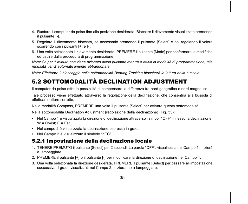 2 sottomodalità declination adjustment, 1 impostazione della declinazione locale | SUUNTO X-Lander User Manual | Page 223 / 380