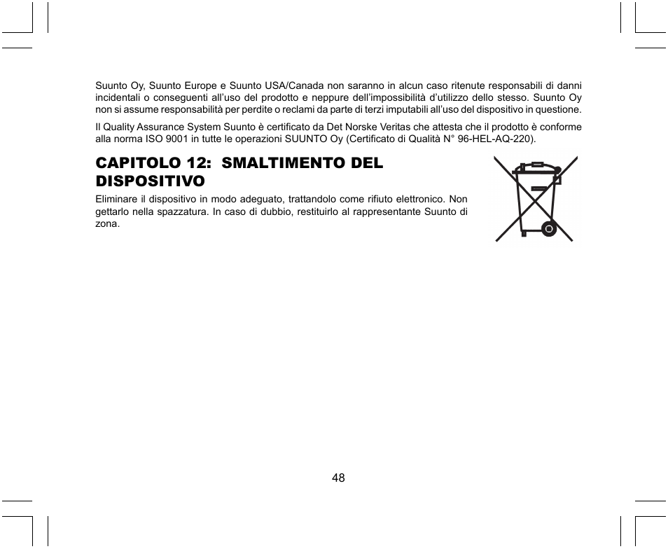 Capitolo 12: smaltimento del dispositivo | SUUNTO X-Lander User Manual | Page 236 / 380
