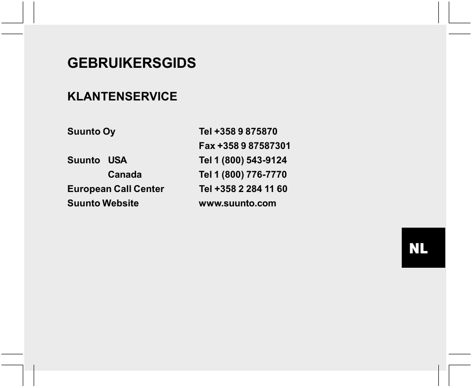 Gebruikersgids, Klantenservice | SUUNTO X-Lander User Manual | Page 237 / 380