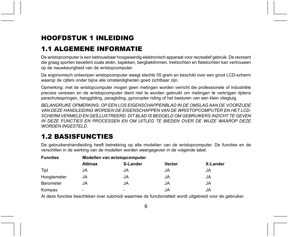 Hoofdstuk 1 inleiding 1.1 algemene informatie, 2 basisfuncties | SUUNTO X-Lander User Manual | Page 242 / 380