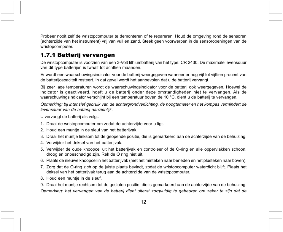 1 batterij vervangen | SUUNTO X-Lander User Manual | Page 248 / 380