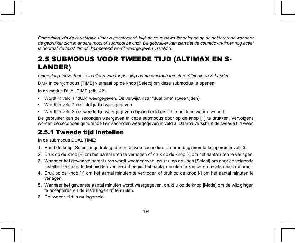 5 submodus voor tweede tijd (altimax en s- lander), 1 tweede tijd instellen | SUUNTO X-Lander User Manual | Page 255 / 380