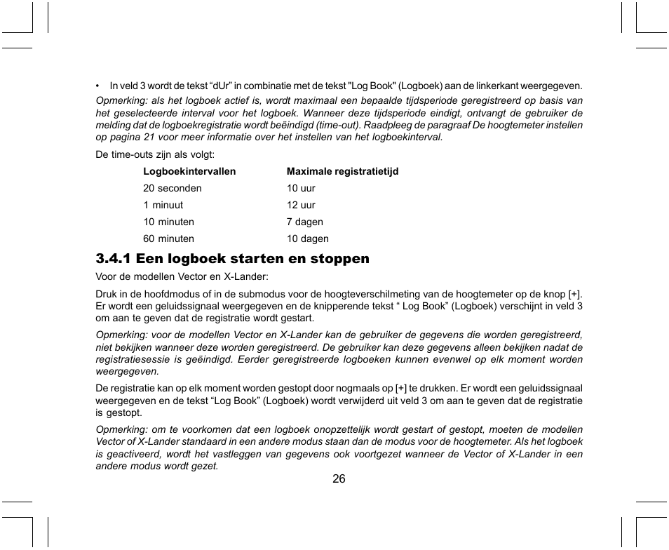 1 een logboek starten en stoppen | SUUNTO X-Lander User Manual | Page 262 / 380