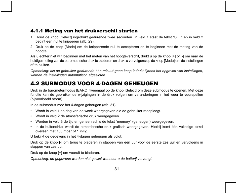 2 submodus voor 4-dagen geheugen, 1 meting van het drukverschil starten | SUUNTO X-Lander User Manual | Page 267 / 380