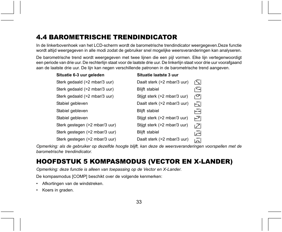 4 barometrische trendindicator, Hoofdstuk 5 kompasmodus (vector en x-lander) | SUUNTO X-Lander User Manual | Page 269 / 380