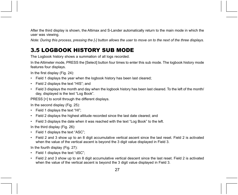 5 logbook history sub mode | SUUNTO X-Lander User Manual | Page 27 / 380