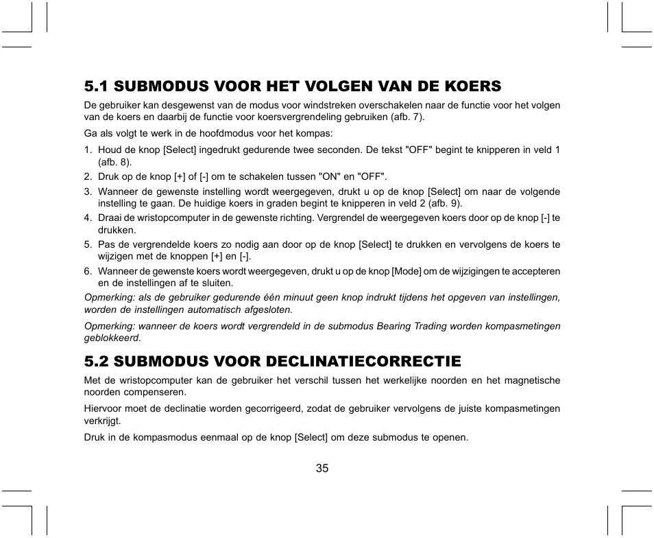 1 submodus voor het volgen van de koers, 2 submodus voor declinatiecorrectie | SUUNTO X-Lander User Manual | Page 271 / 380