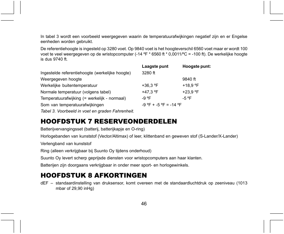 Hoofdstuk 7 reserveonderdelen, Hoofdstuk 8 afkortingen | SUUNTO X-Lander User Manual | Page 282 / 380