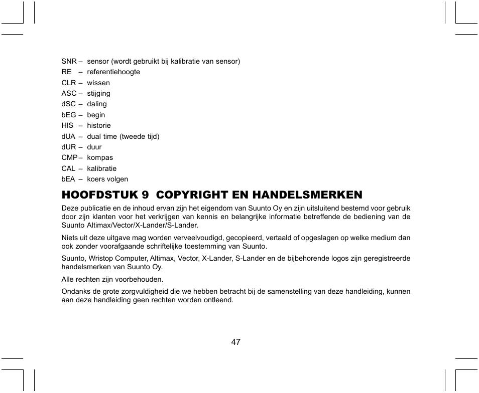 Hoofdstuk 9 copyright en handelsmerken | SUUNTO X-Lander User Manual | Page 283 / 380