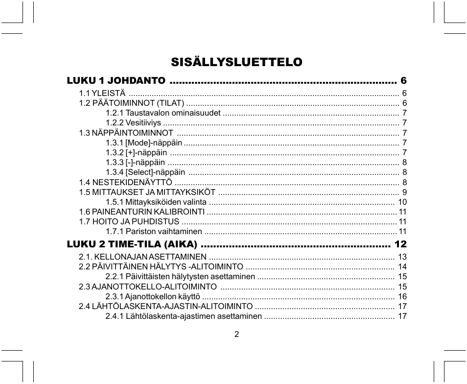 Sisällysluettelo | SUUNTO X-Lander User Manual | Page 286 / 380