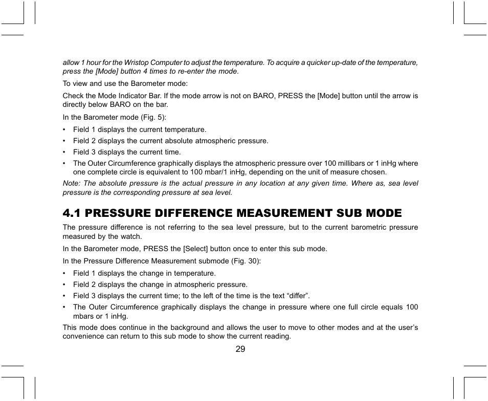 1 pressure difference measurement sub mode | SUUNTO X-Lander User Manual | Page 29 / 380