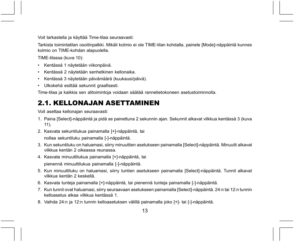 Kellonajan asettaminen | SUUNTO X-Lander User Manual | Page 297 / 380