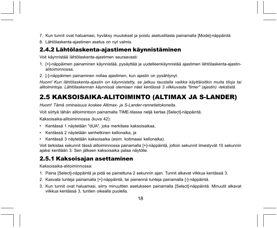 5 kaksoisaika-alitoiminto (altimax ja s-lander) | SUUNTO X-Lander User Manual | Page 302 / 380