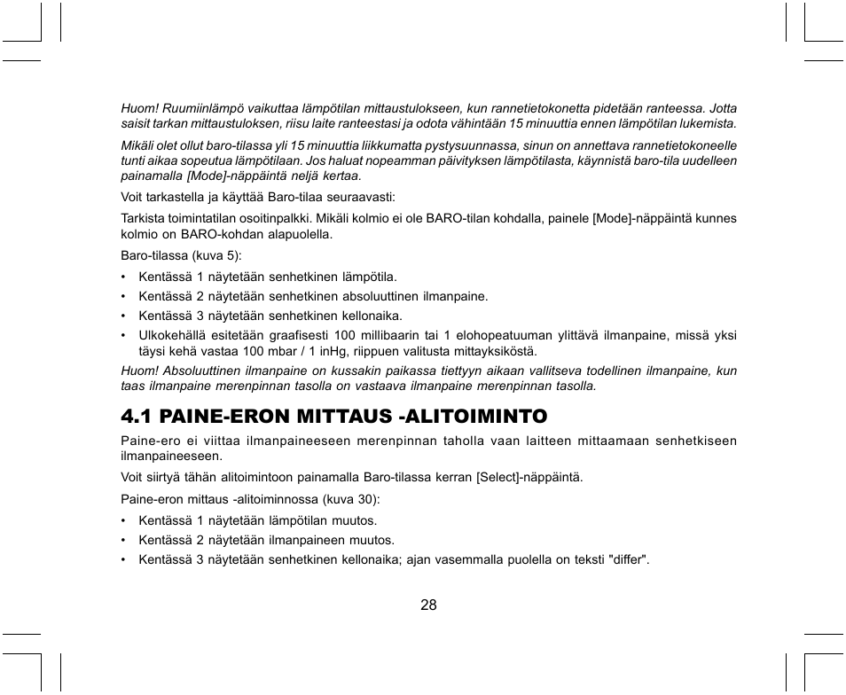 1 paine-eron mittaus -alitoiminto | SUUNTO X-Lander User Manual | Page 312 / 380