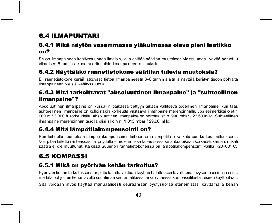 4 ilmapuntari, 5 kompassi | SUUNTO X-Lander User Manual | Page 324 / 380