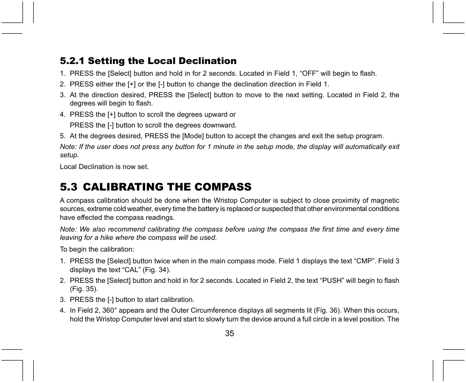 3 calibrating the compass, 1 setting the local declination | SUUNTO X-Lander User Manual | Page 35 / 380