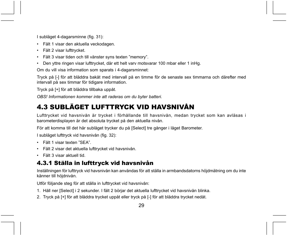 3 subläget lufttryck vid havsnivån, 1 ställa in lufttryck vid havsnivån | SUUNTO X-Lander User Manual | Page 359 / 380