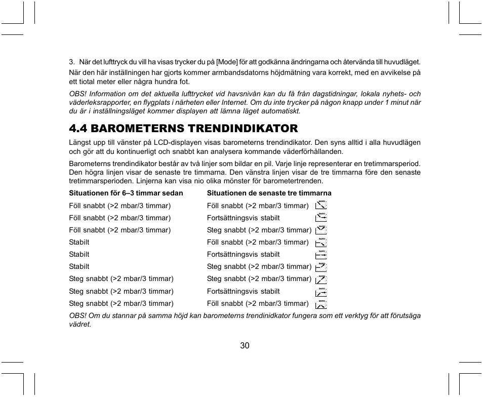 4 barometerns trendindikator | SUUNTO X-Lander User Manual | Page 360 / 380