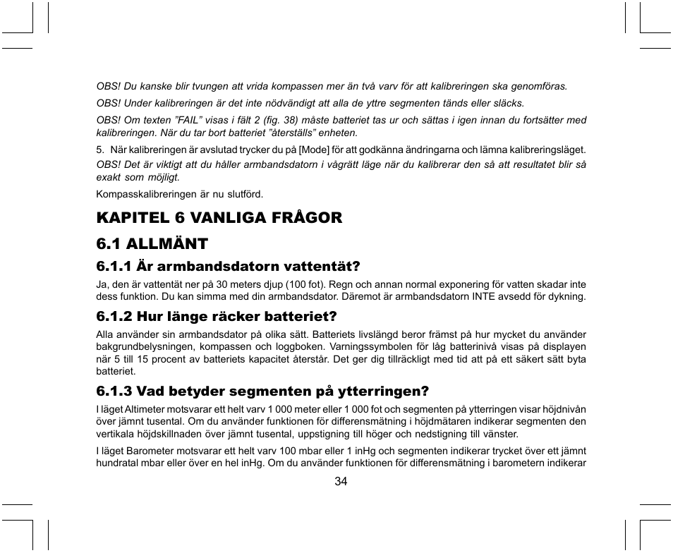 Kapitel 6 vanliga frågor 6.1 allmänt | SUUNTO X-Lander User Manual | Page 364 / 380