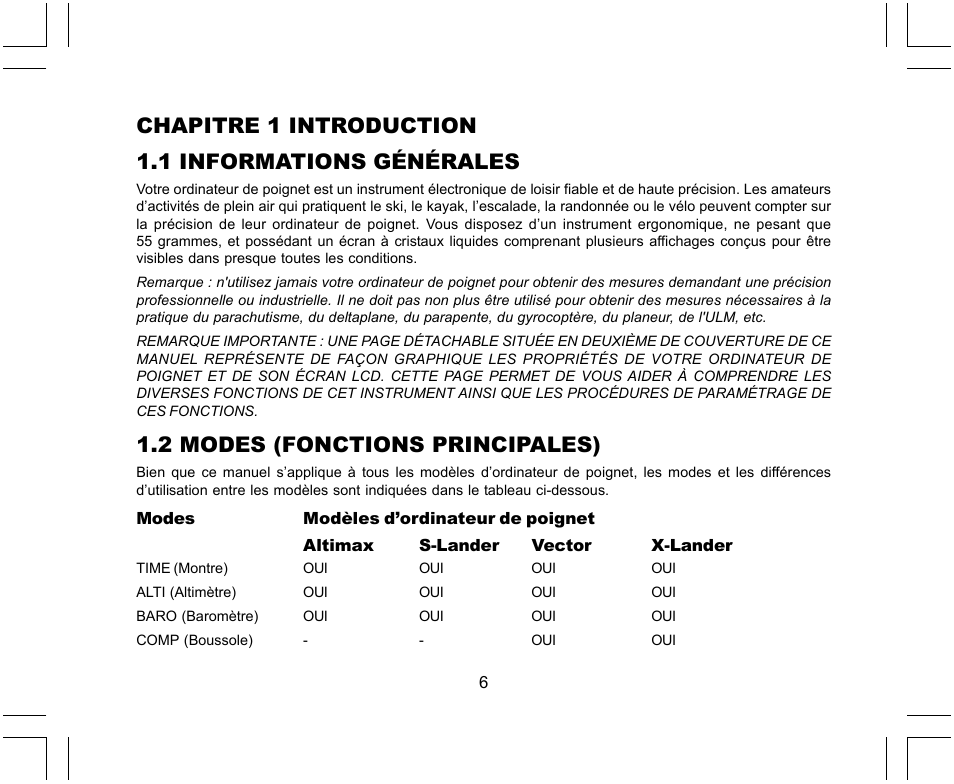 Chapitre 1 introduction 1.1 informations générales, 2 modes (fonctions principales) | SUUNTO X-Lander User Manual | Page 52 / 380