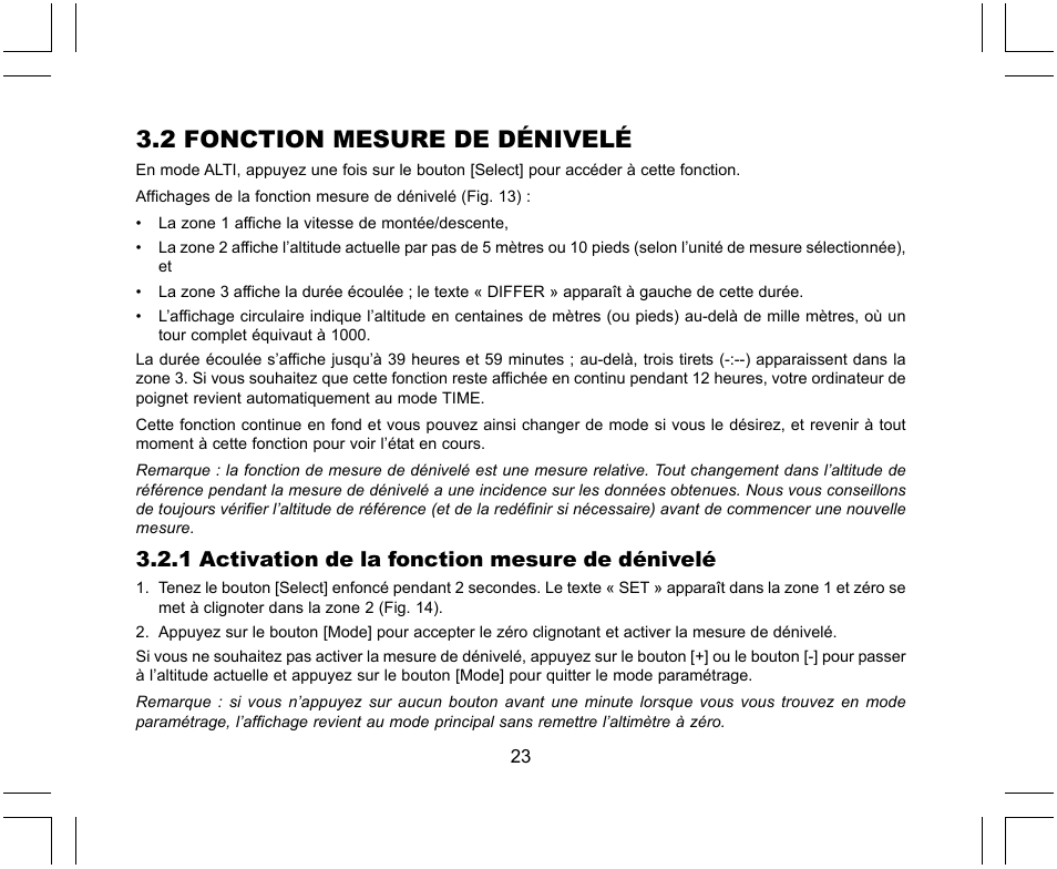 2 fonction mesure de dénivelé, 1 activation de la fonction mesure de dénivelé | SUUNTO X-Lander User Manual | Page 69 / 380