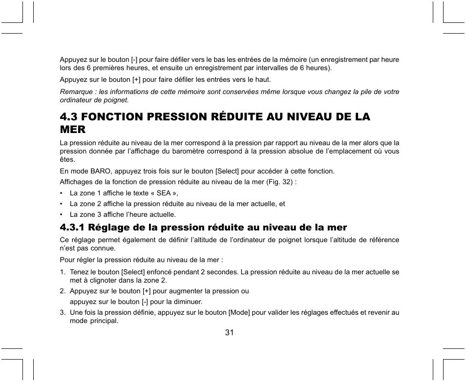 3 fonction pression réduite au niveau de la mer | SUUNTO X-Lander User Manual | Page 77 / 380