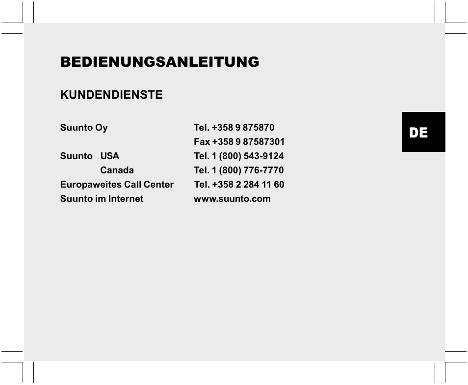 Bedienungsanleitung, Kundendienste | SUUNTO X-Lander User Manual | Page 95 / 380