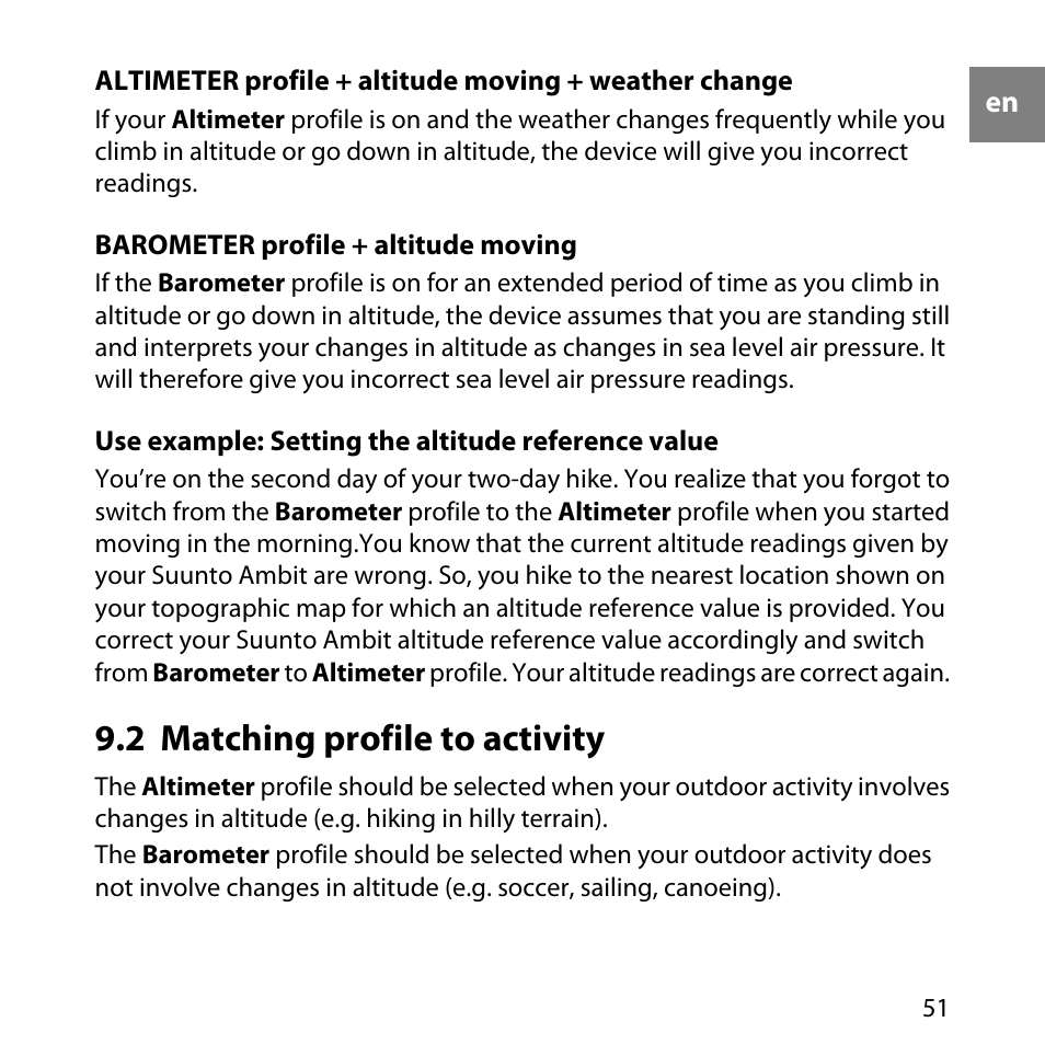 2 matching profile to activity | SUUNTO AMBIT User Manual | Page 51 / 120