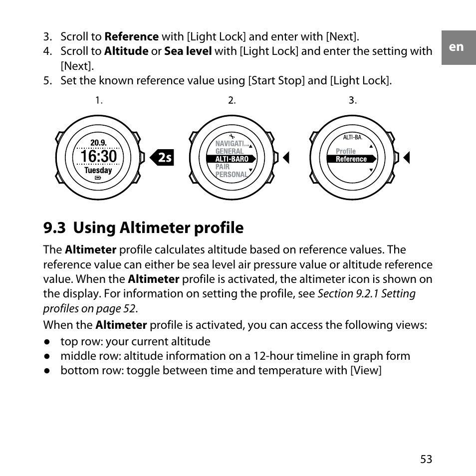 3 using altimeter profile | SUUNTO AMBIT User Manual | Page 53 / 120